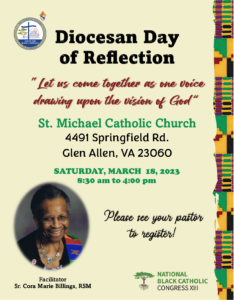 National Black Catholic CongressXIII Diocesan Day of Reflection @ St. Michael's Catholic Church